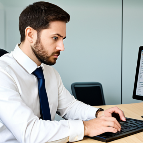 Home 11 A focused professional, fully clothed in modest business casual attire, working diligently at a modern computer workstation. The desk is tidy, showing an open laptop displaying a user interface, possibly for a project's documentation wiki or a forum. The individual is subtly gesturing towards the screen, indicating engagement and problem-solving. The background is a well-lit, contemporary office environment with subtle architectural details. The atmosphere is calm and productive. perfect anatomy, correct proportions, natural pose, well-formed hands, proper finger count, professional photography, high quality, safe for work, appropriate content, family-friendly.