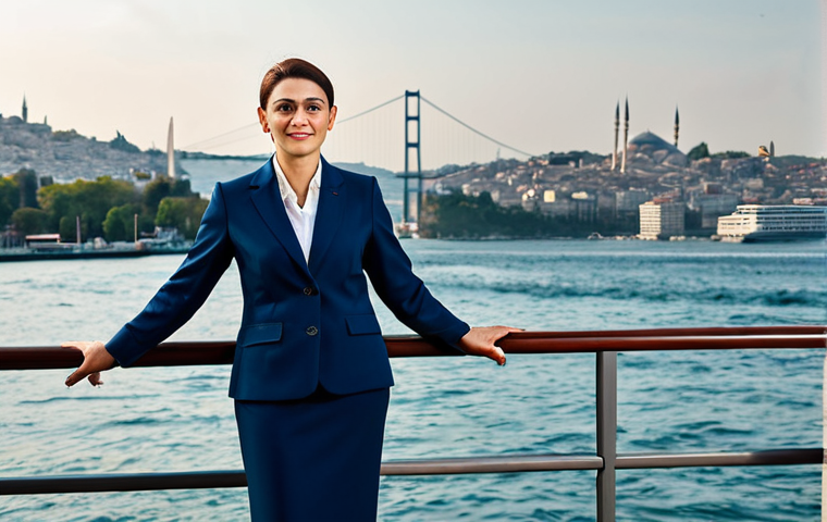 **
A professional businesswoman in a modest business suit, standing confidently in front of the Bosphorus with the iconic Istanbul skyline in the background, fully clothed, appropriate attire, safe for work, perfect anatomy, natural proportions, professional photography, high quality, family-friendly.
**