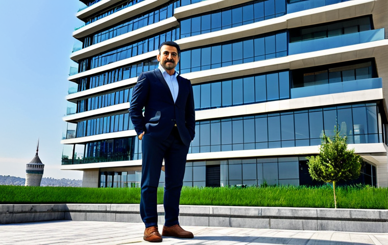 Modern Turkish Architect**
"A professional Turkish architect, fully clothed in a modern business casual outfit, standing confidently in front of a sleek, newly designed office building in Istanbul, Bosporus in the background, appropriate attire, safe for work, perfect anatomy, natural proportions, professional photography, high quality, family-friendly."
**