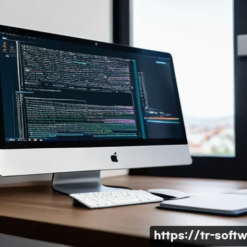 Home 31 오픈소스 소프트웨어의 콘텐츠 제작 방법 - A detailed scene of a modern Turkish software developer’s workspace featuring a large monitor displa...