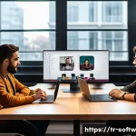 Home 18 오픈소스 소프트웨어의 향후 발전 방향 - A diverse group of Turkish software developers collaborating remotely on an open source project, sho...