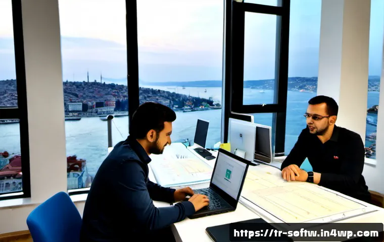Home 16 오픈소스 소프트웨어의 효과적인 운영 방법 - Photorealistic modern software operations workspace in Istanbul, Turkey, diverse Turkish IT team col...